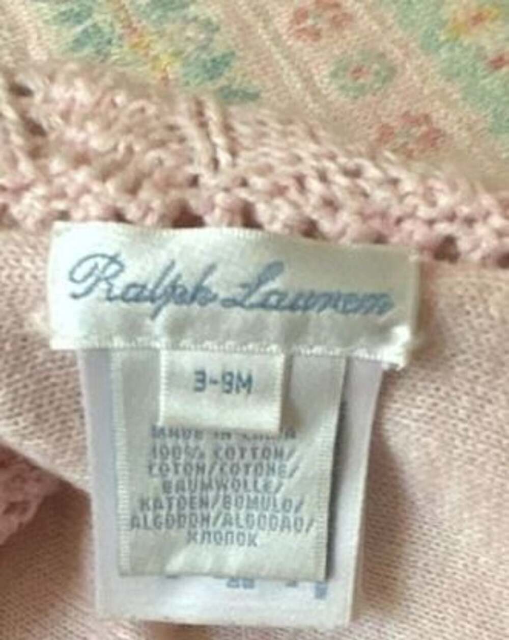 Ralph Lauren Pink Floral Fair Isle Knit Baby Blanket Scalloped Edge & TH